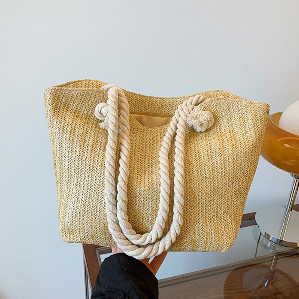Women'S Raffia Bags - กระเป๋าชายหาดฤดูร้อนใหม่ กระเป๋าสะพายไหล่ทรงโบโฮขนาดใหญ่ ทำจากเส้นใยราฟเฟีย กระเป๋าถักทอมือสำหรับผู้หญิง