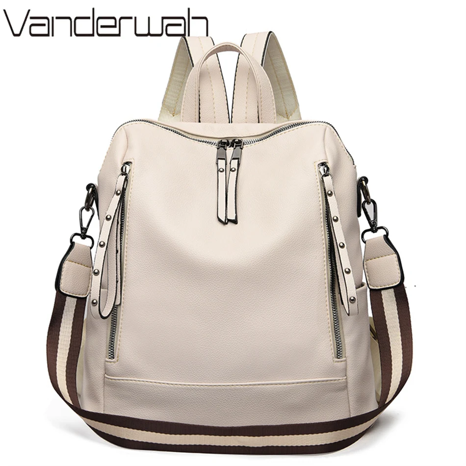Women Bags Branded - ยี่ห้อกระเป๋าเป้สะพายหลังหนังนุ่มกันน้ำ Bagpack Preppy สไตล์นักเรียนกระเป๋า Mochila Feminina