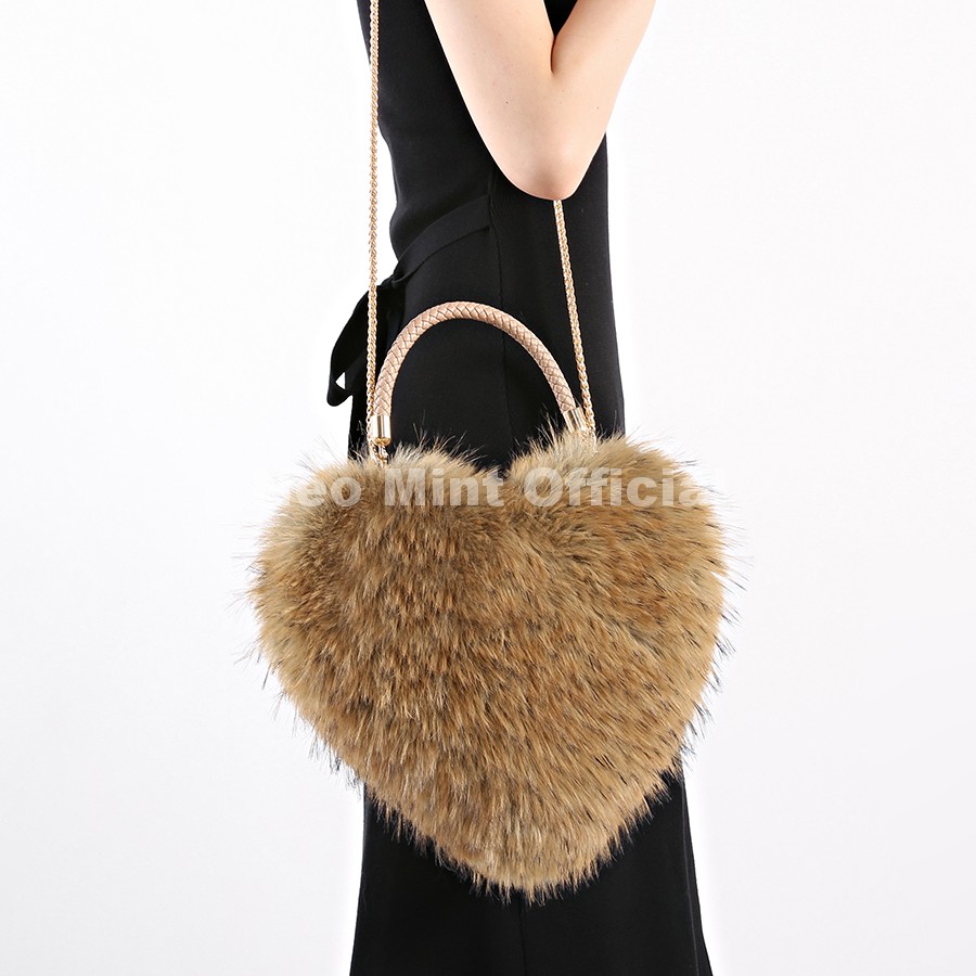 กระเป๋าถือรูปหัวใจขนแรคคูนเทีย - Women Bags Ru บทวิจารณ์และราคา