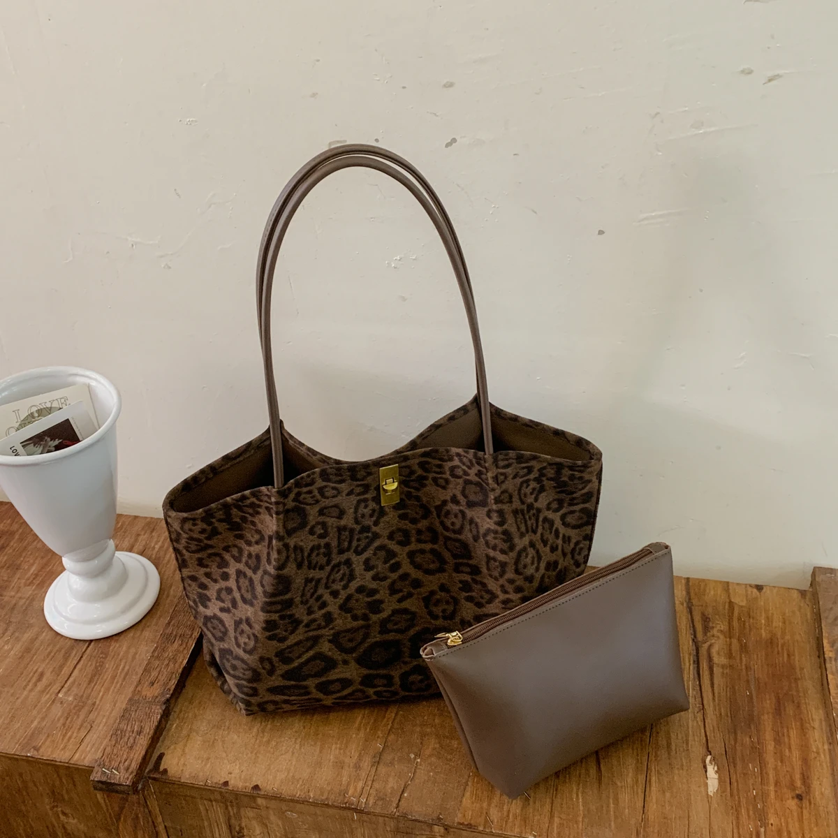 กระเป๋าโท้ทหนังกลับลายเสือดาวส - Women'S Bags Handbags บทวิจารณ์และราคา